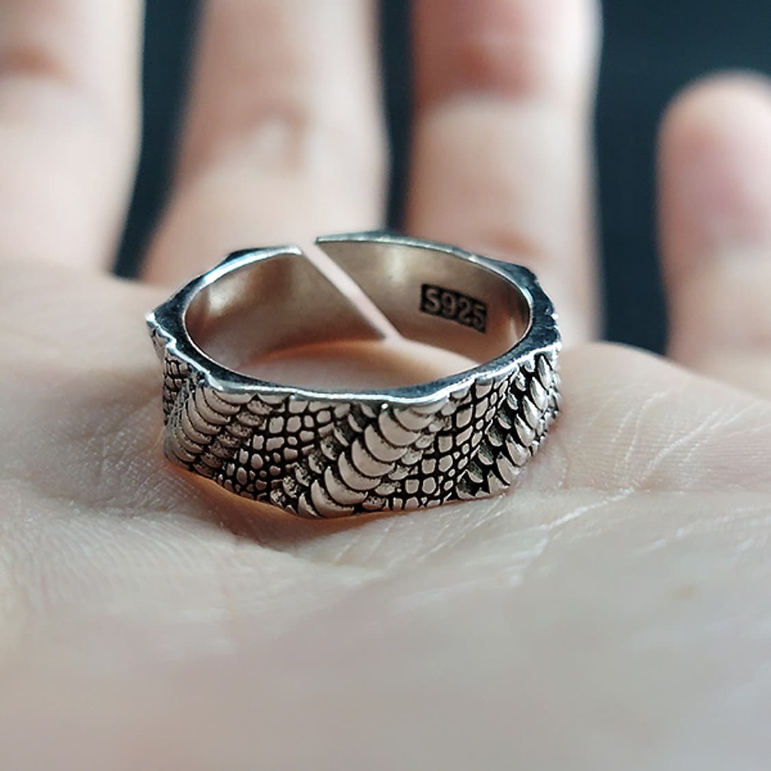 Bark 실버 남자 엔틱 빈티지 명품 고대 비늘 스네이크 반지 상품이미지6