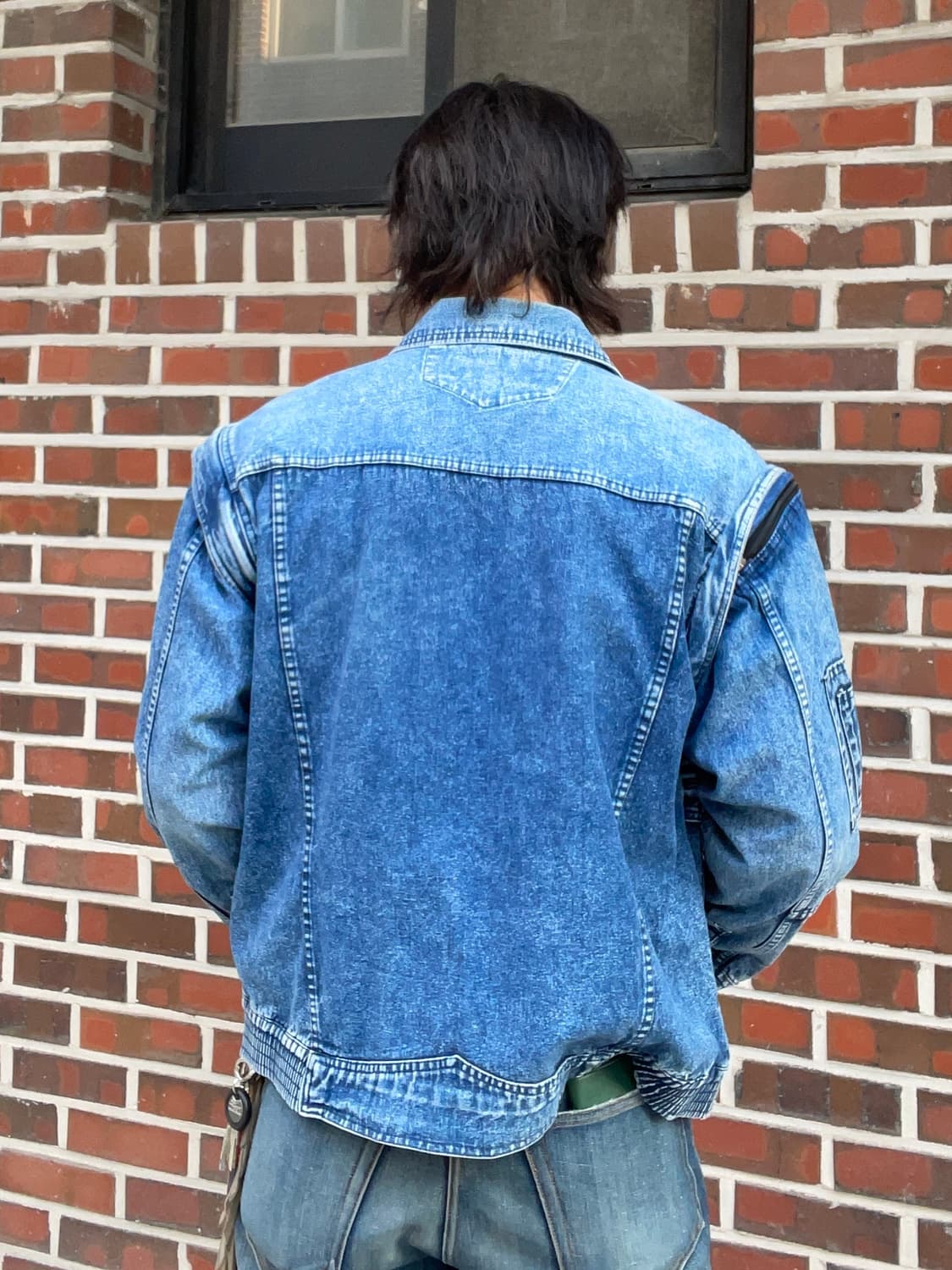 빈티지 y2k 워싱 데님 바이커 자켓 (어깨 탈부착) 상품이미지2