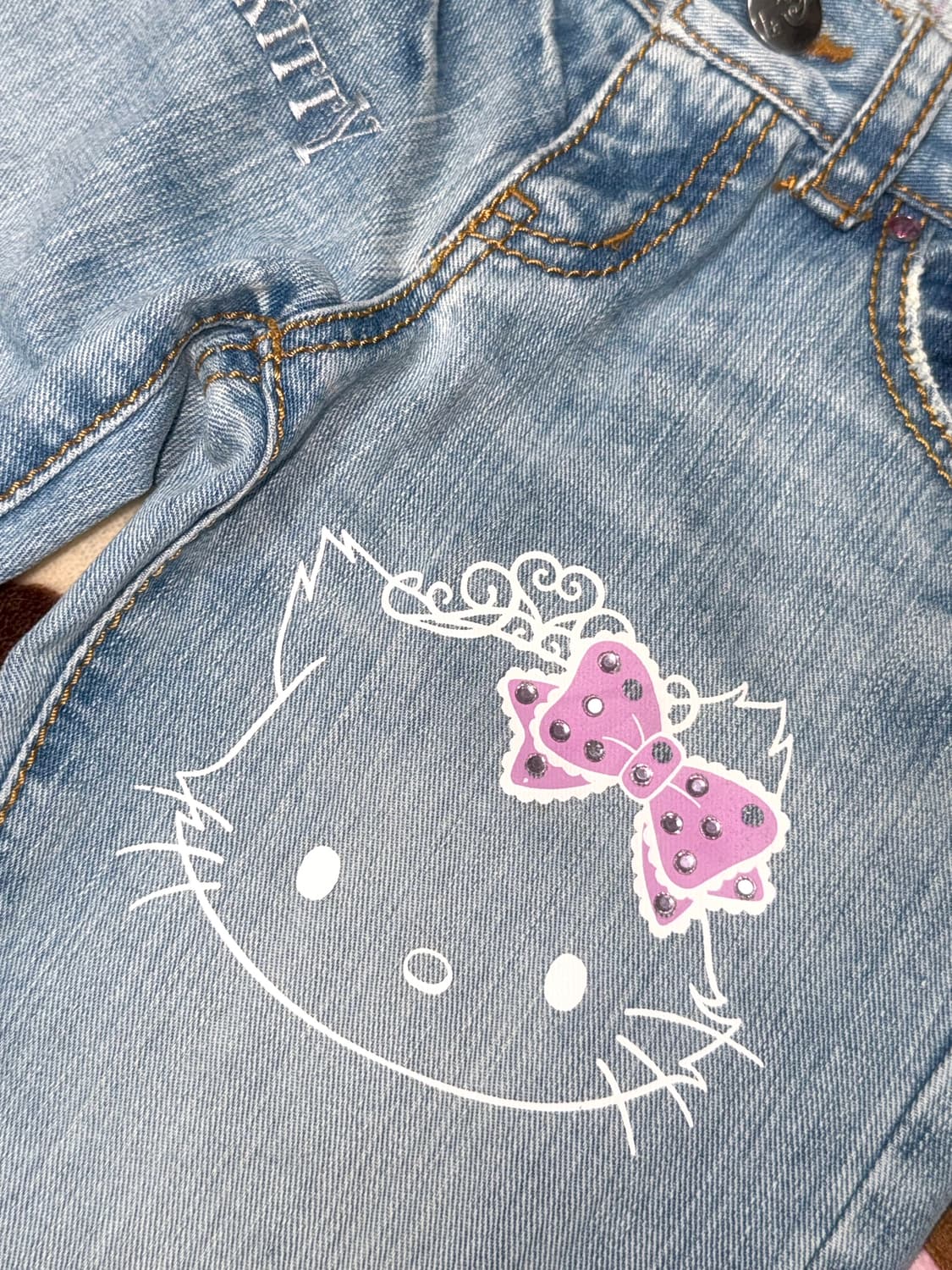 고전 챠미키티 히메갸루 대장 로우라이즈 부츠컷 데님 팬츠 갸루 와투케 상품이미지6