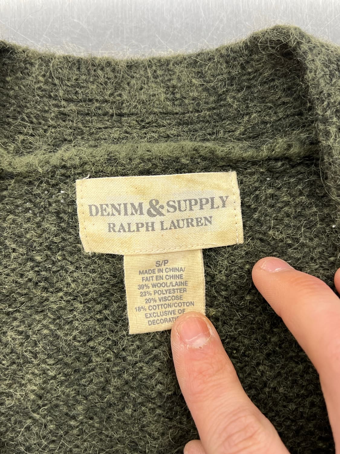 데님 앤 서플라이 랄프로렌 카키 그린 듀얼 포켓 울 니트 가디건 상품이미지7