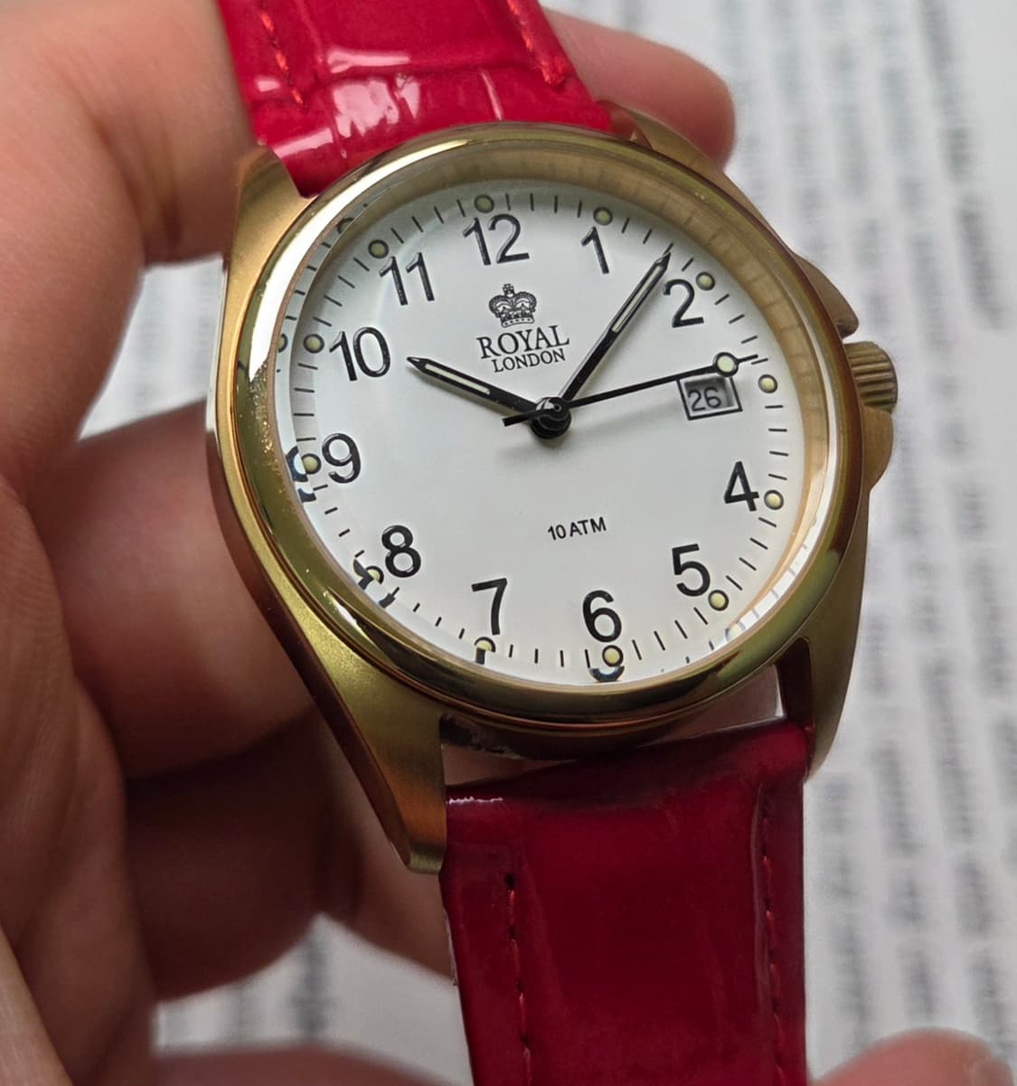 빈티지 로얄런던 아라빅숫자 레일로드 화이트다이얼 올금장 쿼츠  상품이미지4