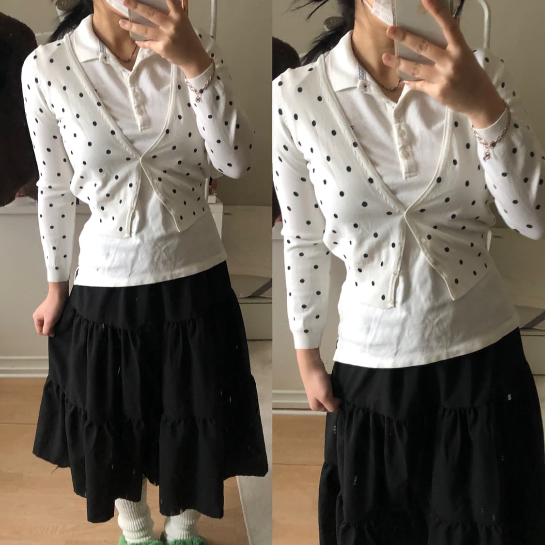 여름 뽀송 도트 가디건코디판매 상품이미지1