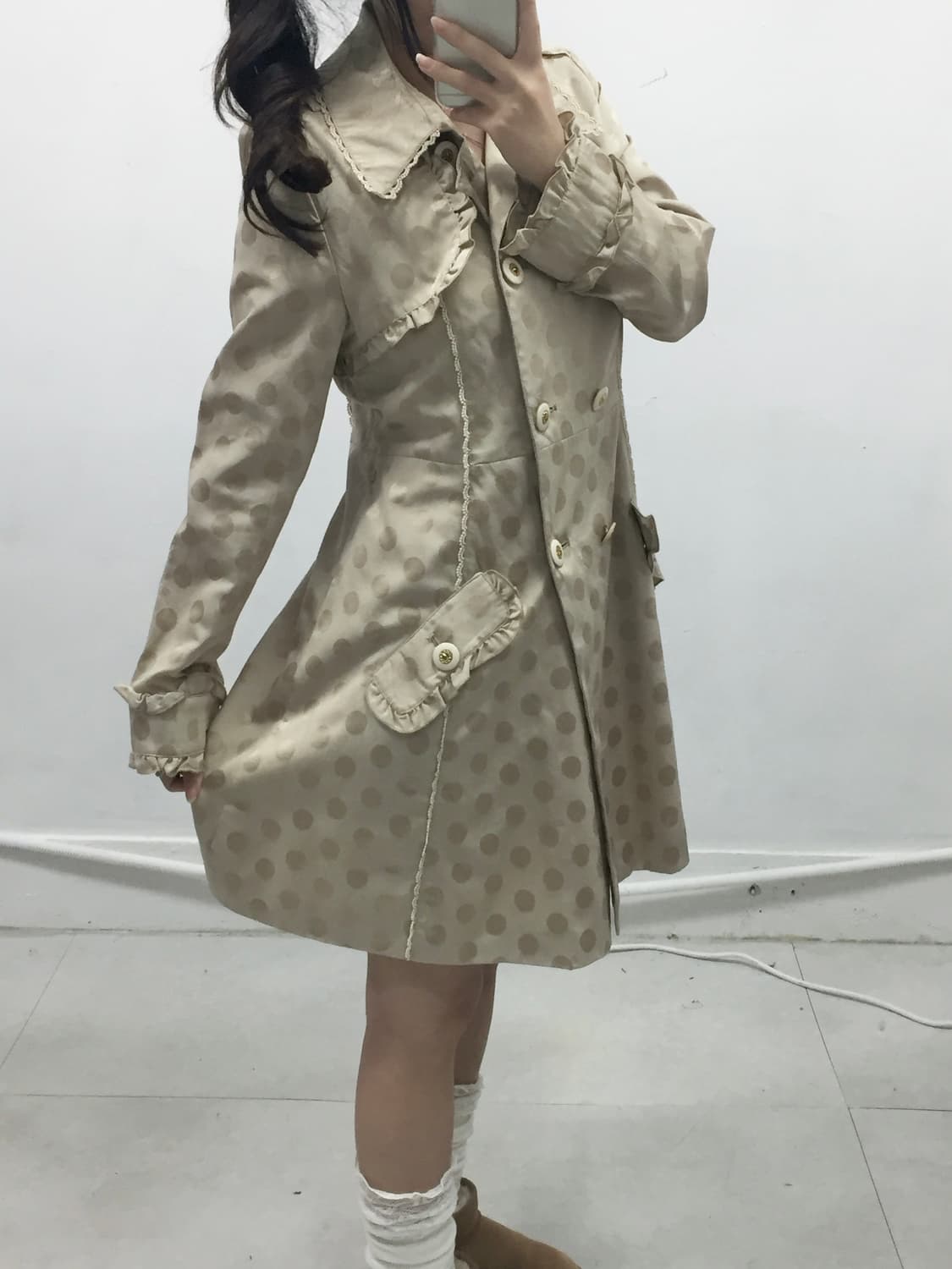 [AXES FEMME] 엑시즈팜 라떼갸루 도트 레이스 코트 상품이미지2