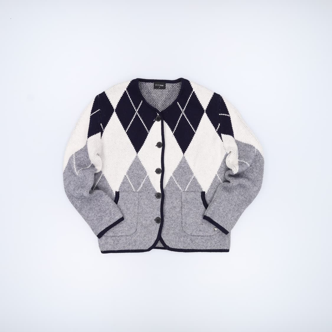 95 엘르 여성 아가일 가디건 0408H1 상품이미지1