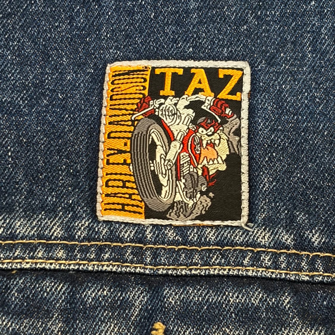 90s USA 빈티지 할리데이비슨 x 워너스브라더스 청자켓 상품이미지9