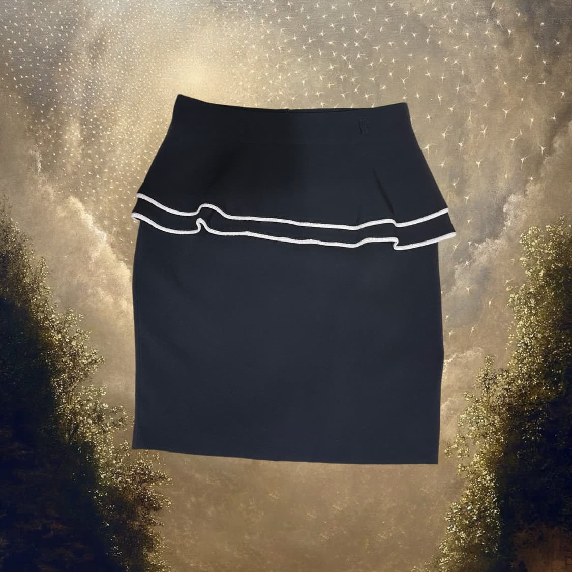 빈티지 블랙 화이트 라인 스커트 상품이미지1