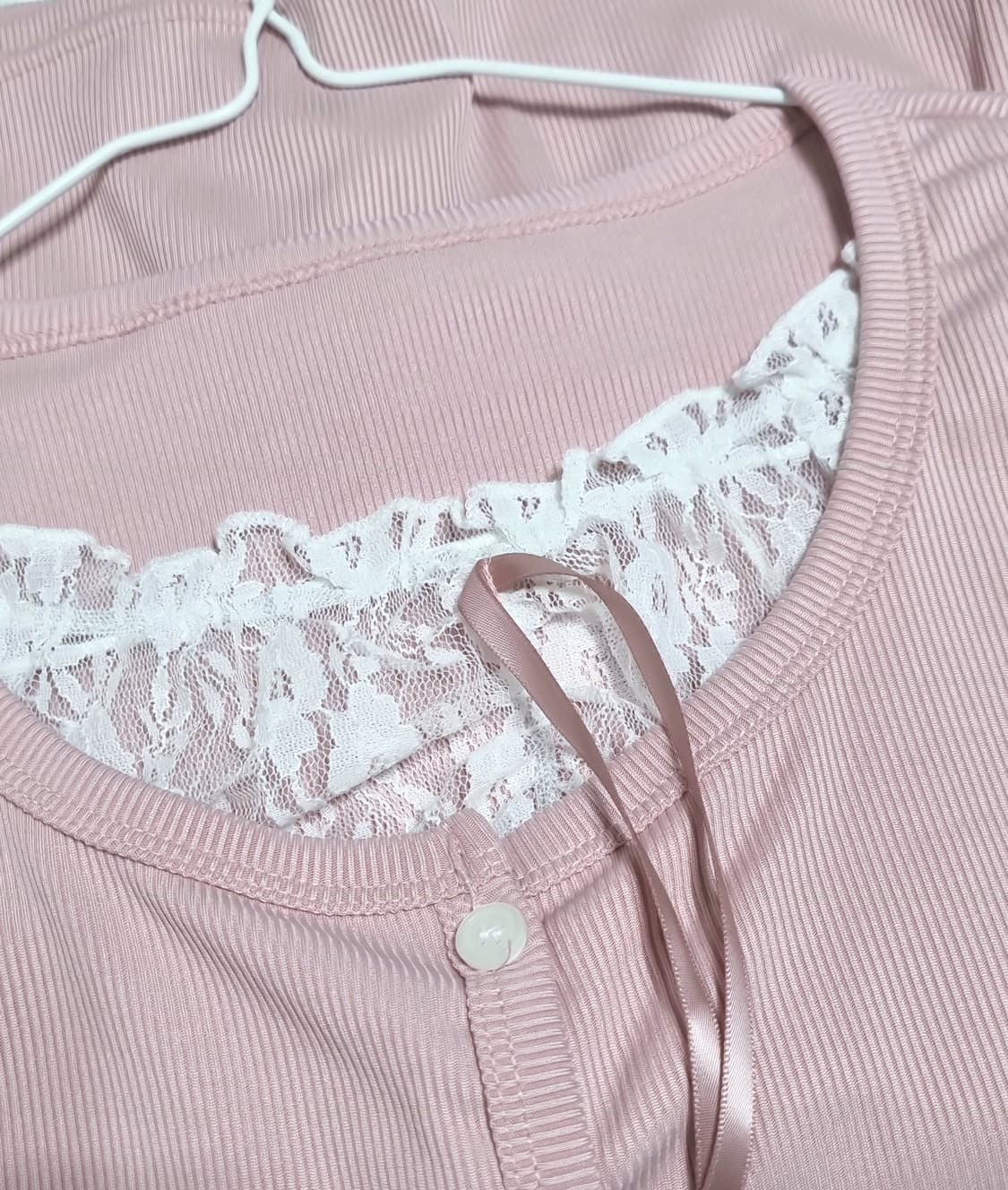 [새상품] 핑크 레이스 리본 가디건 에이블리 상품이미지4