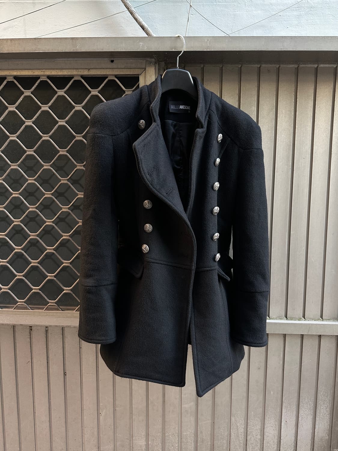 Silver double breasted eagle button coat 상품이미지6
