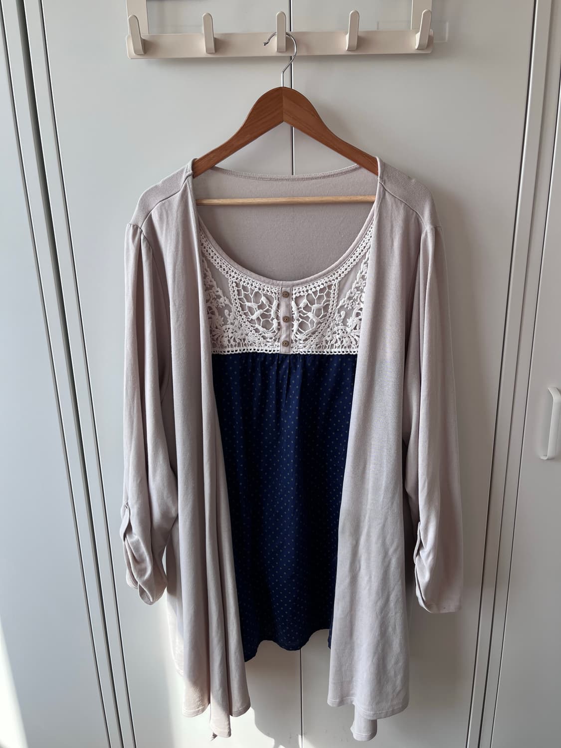 Vintage 도트 레이스 바선생 레이어드 원피스 상품이미지6