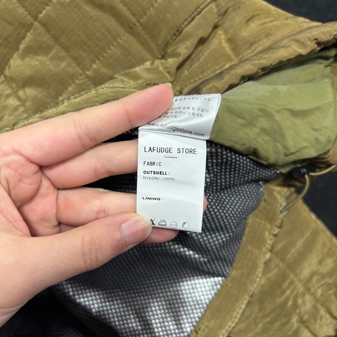95 라퍼지스토어 카키 퀼팅 반집업 아노락 경량패딩 상품이미지6