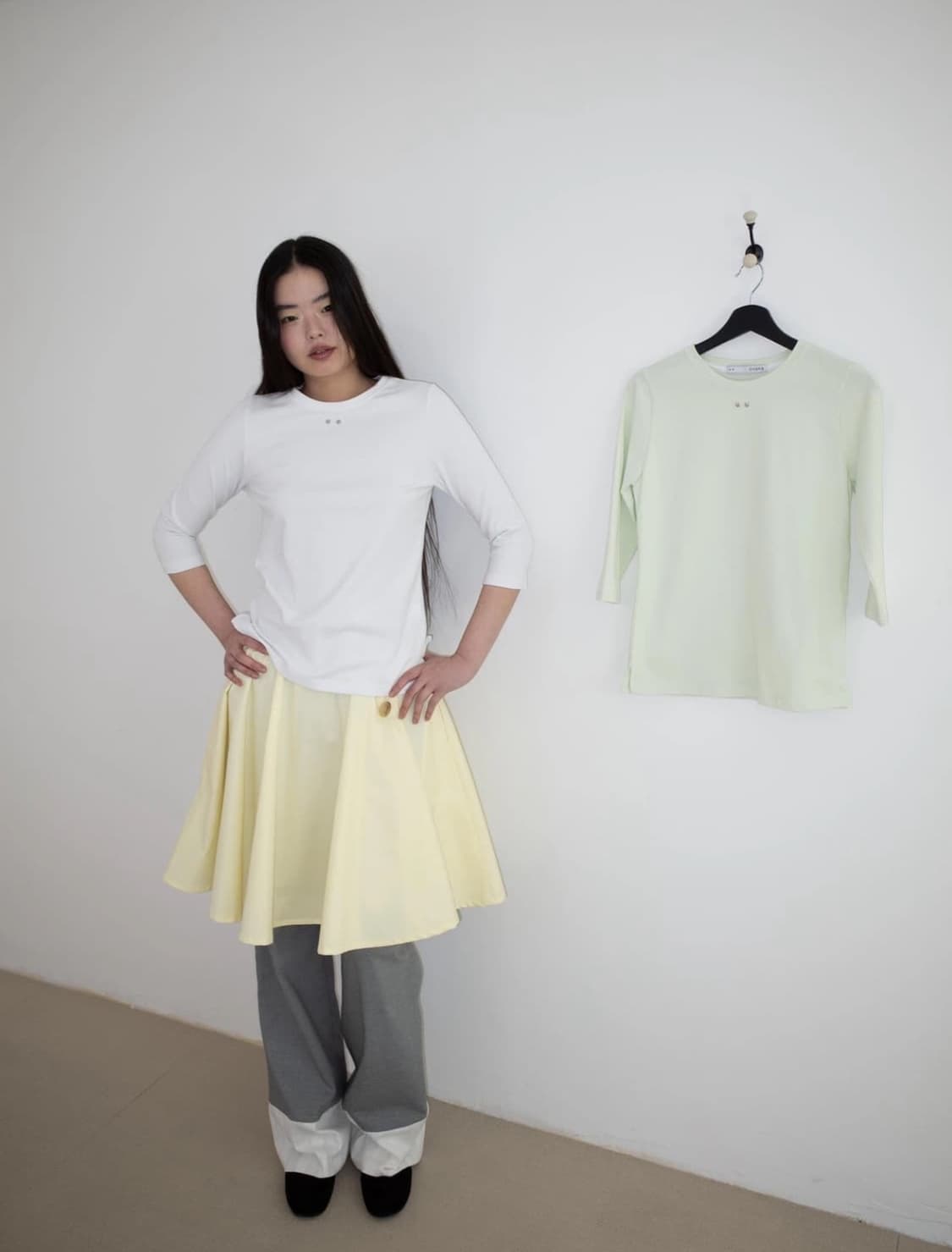 온스카 코튼 플레어 스커트 레몬 상품이미지2