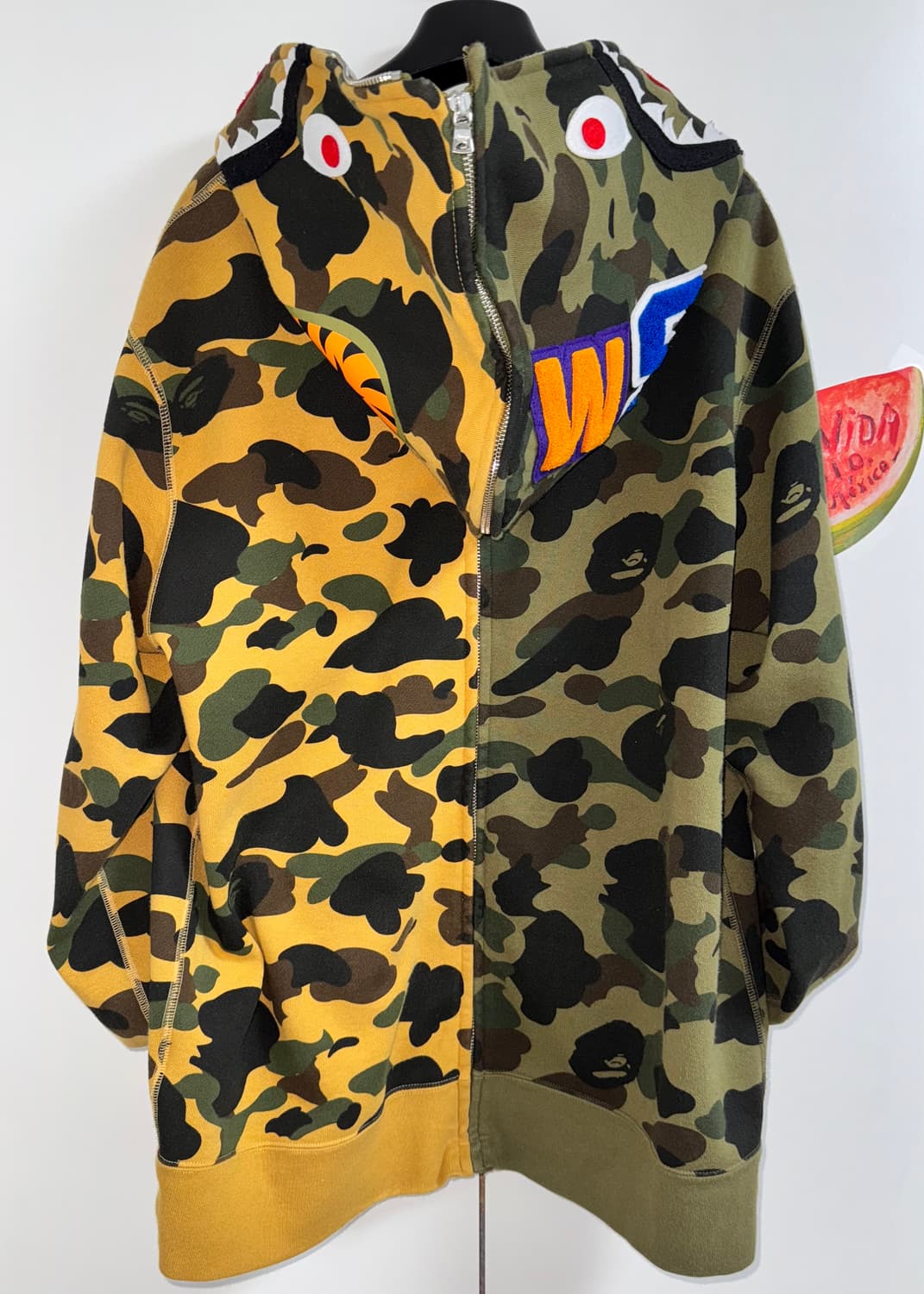 베이프 반반 카모 샤크 후드집업 L 상품이미지3