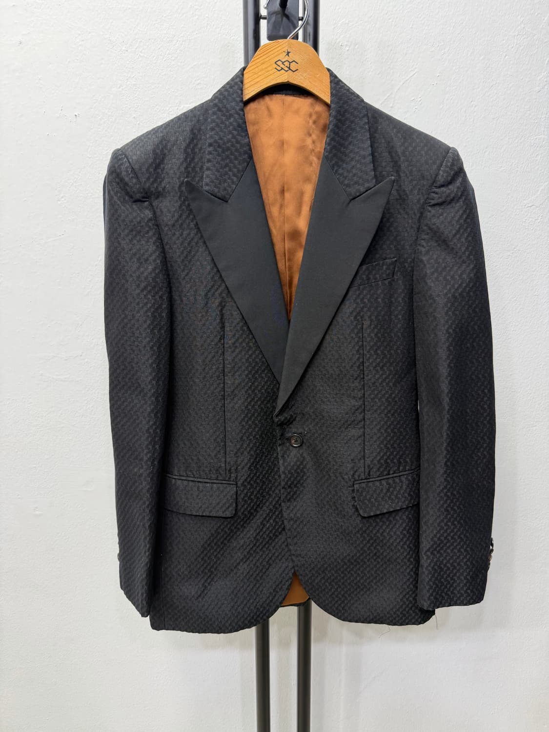 정품) 타임옴므 한섬 블랙 체크 패턴 자켓 100 상품이미지1