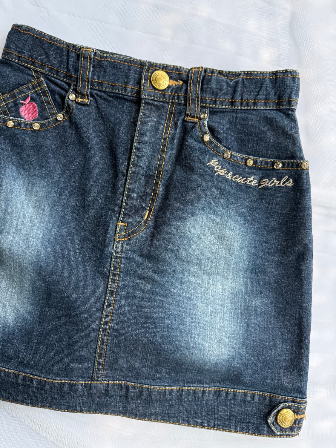 블루엔젤 큐빅 비즈라인 데님스커트 상품이미지1