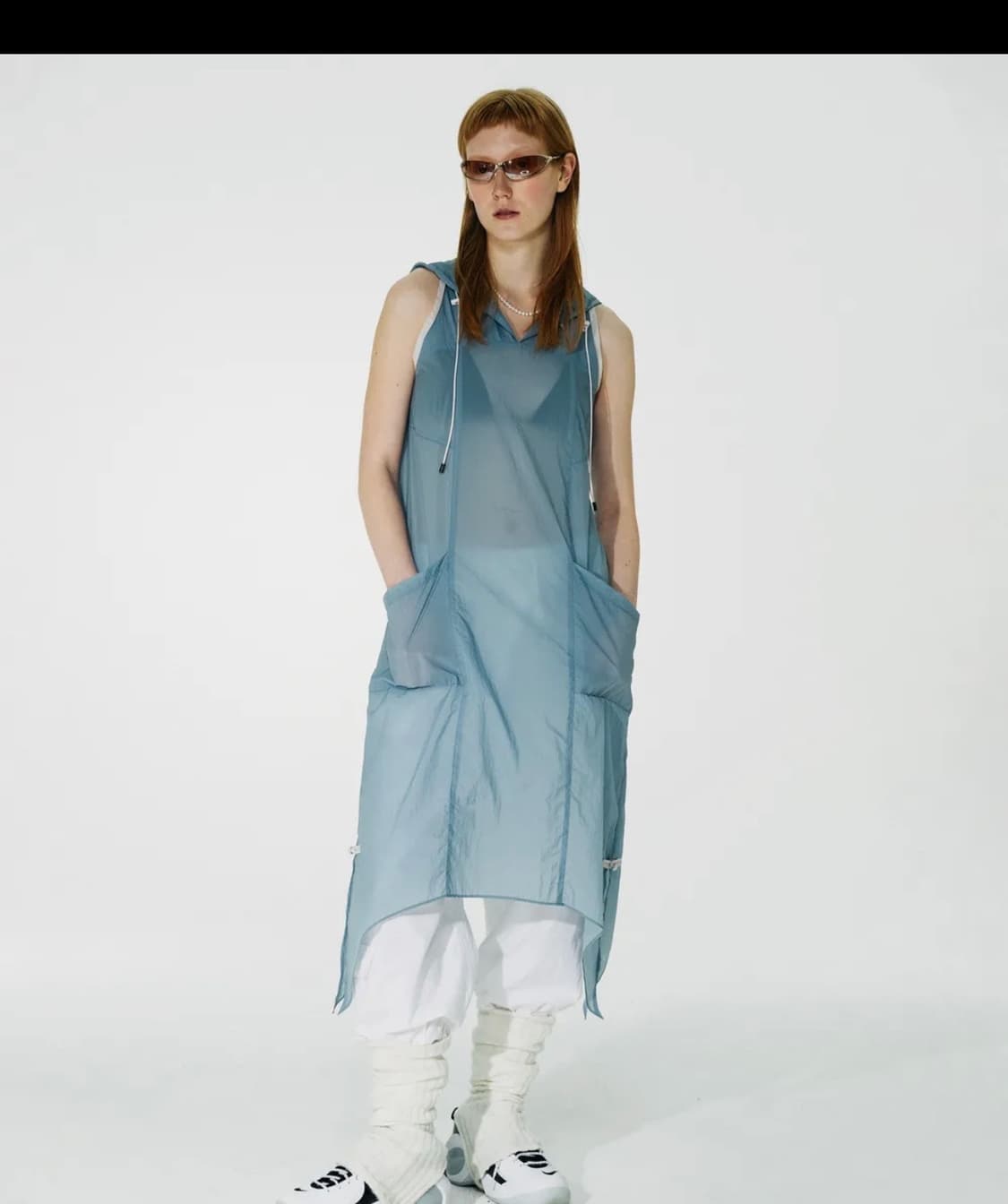 스컬프터 openwork hoodie dress  blue 상품이미지1