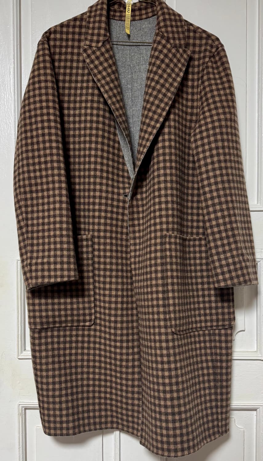 RePLAiN 리플레인 그레이/브라운 체크 리버시블 울코트 상품이미지2