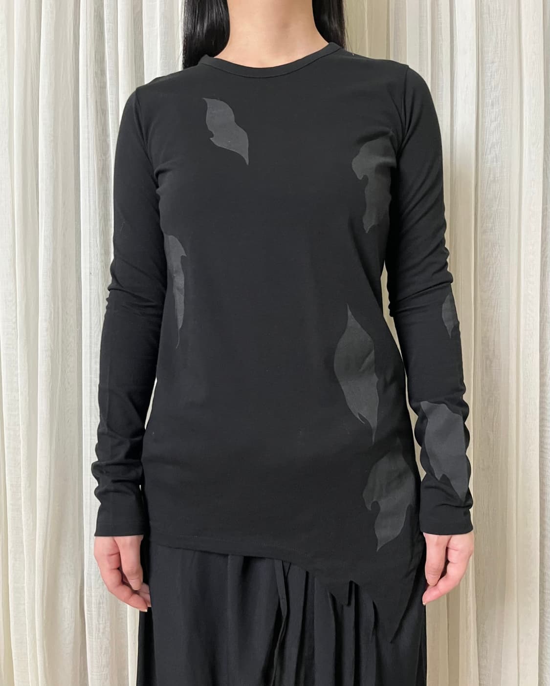 요지야마모토 나뭇잎 모티브 롱슬리브 티 Yohji Yamamoto 상품이미지1