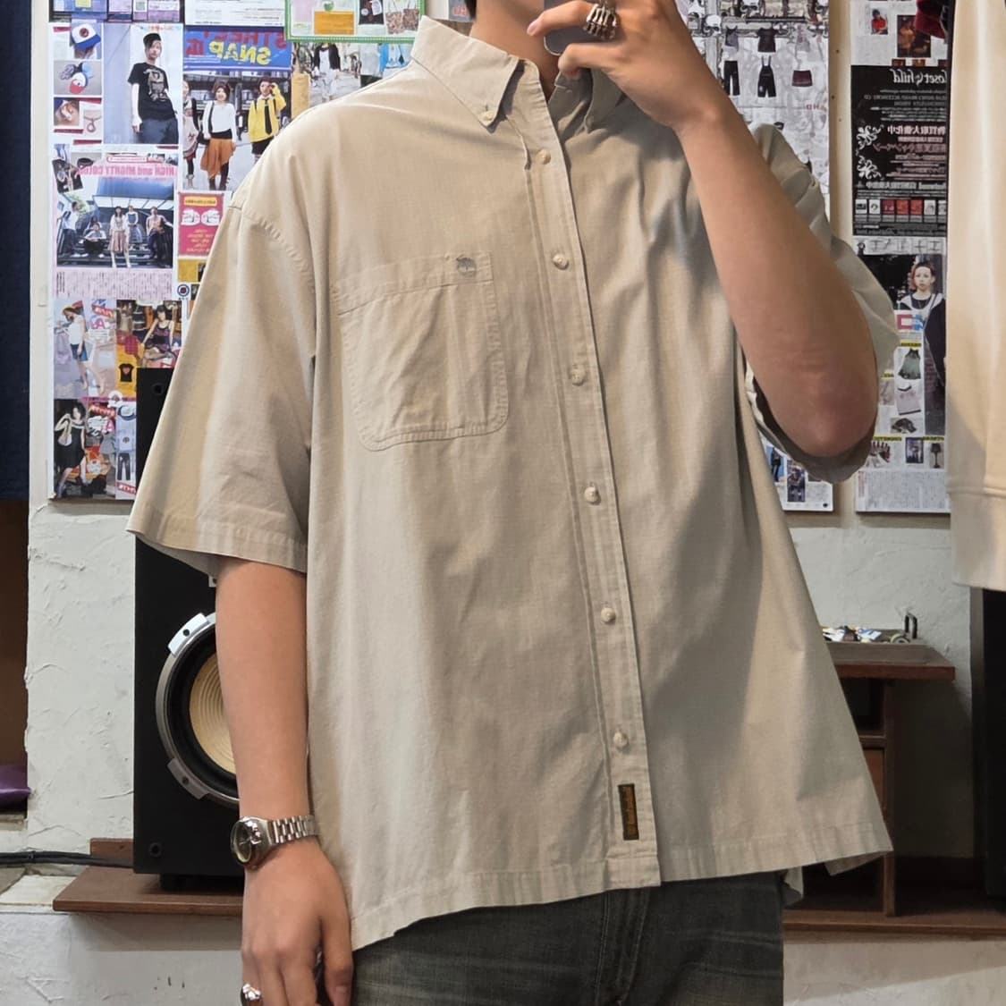 팀버랜드 민트그레이 잔체크 반팔 셔츠 상품이미지2