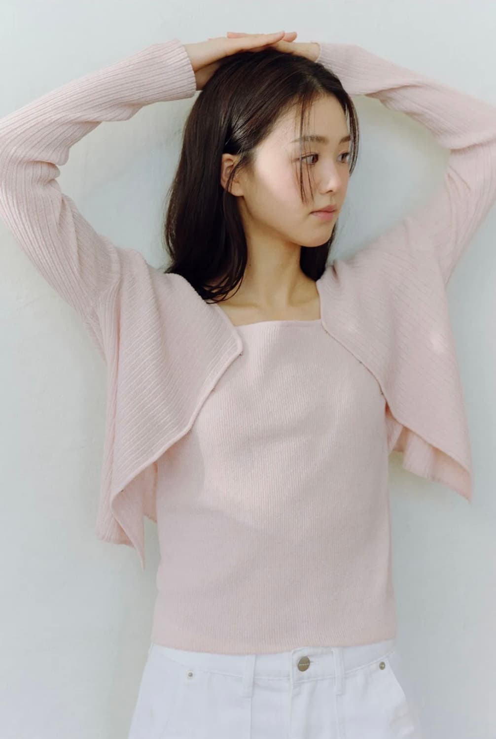 베뉴엣 비아 가디건,슬리브리스 세트 사쿠라 색상 상품이미지1