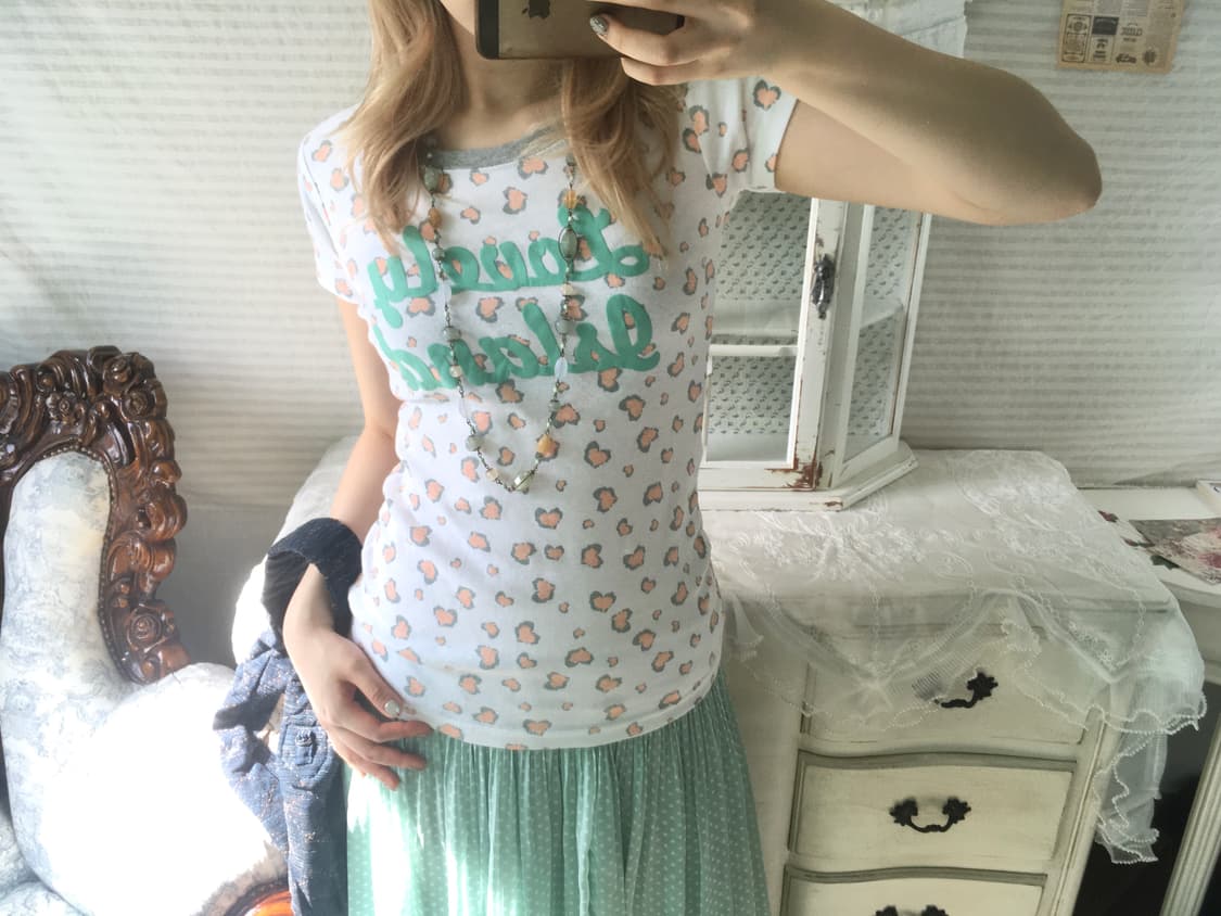 빈티지 피치 레오파드 하이틴 반팔 상품이미지2