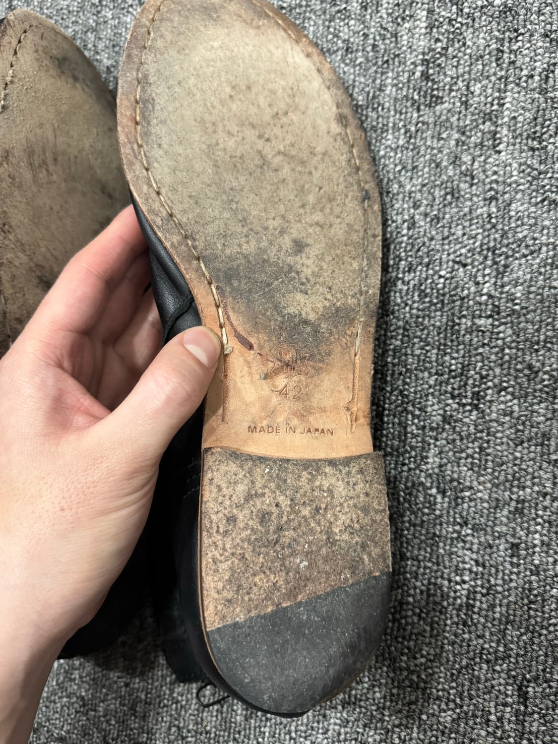 빈티지 블랙 카우하이드 토캡  풀온 앵글 부츠 270 구이디 상품이미지9