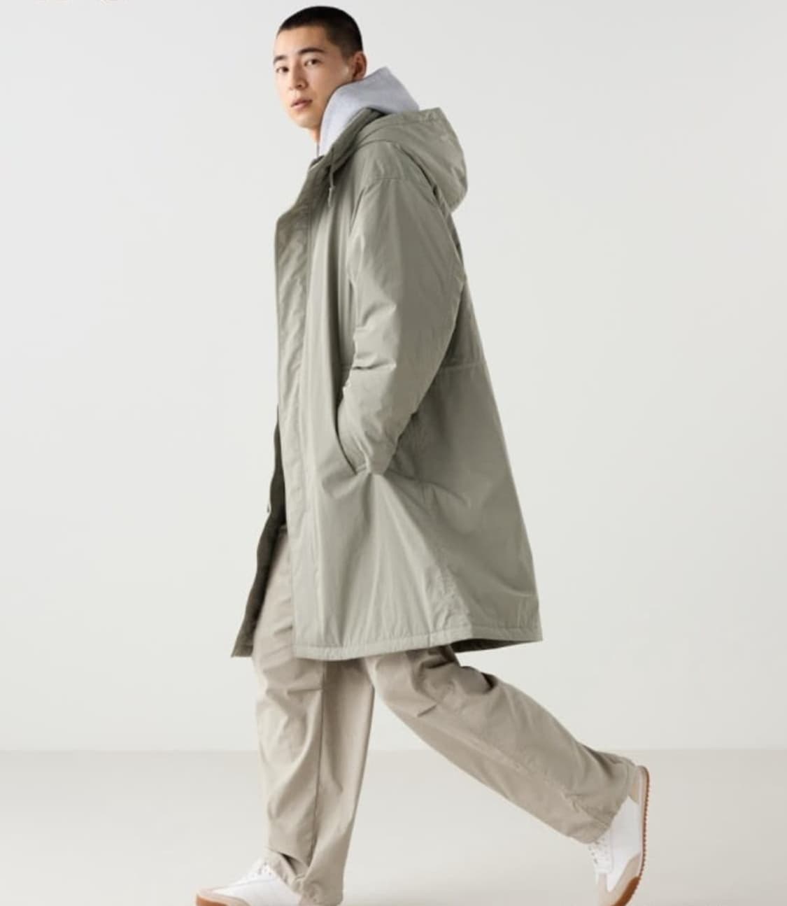 유니클로c 후드코트 S 카키 상품이미지1