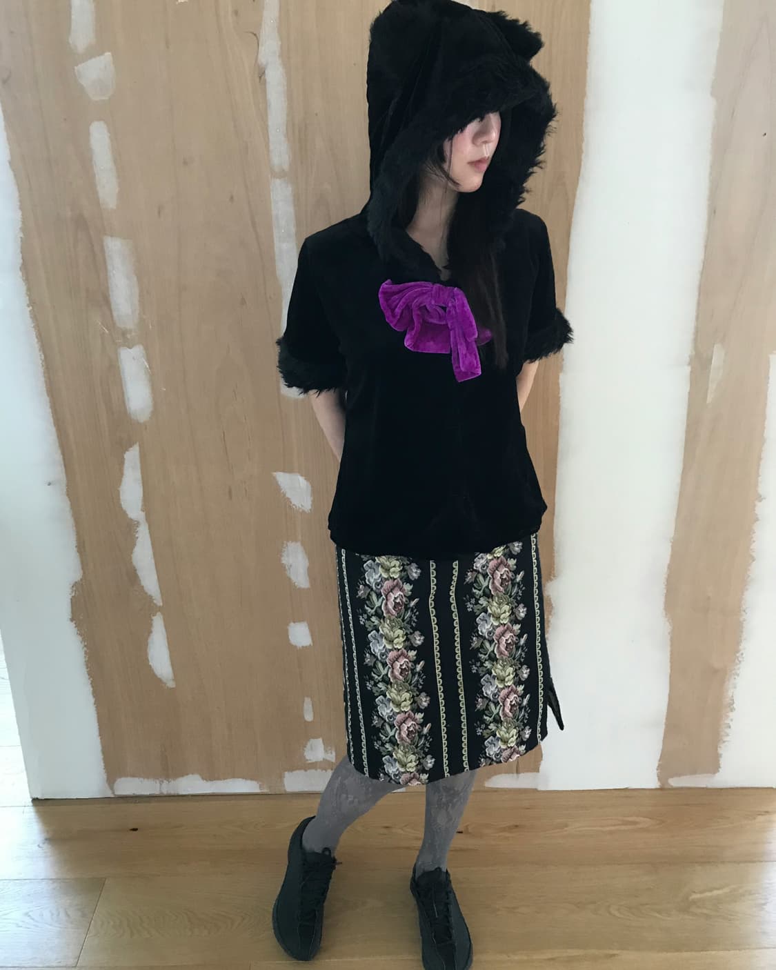 vintage flower pattern skirt  상품이미지4