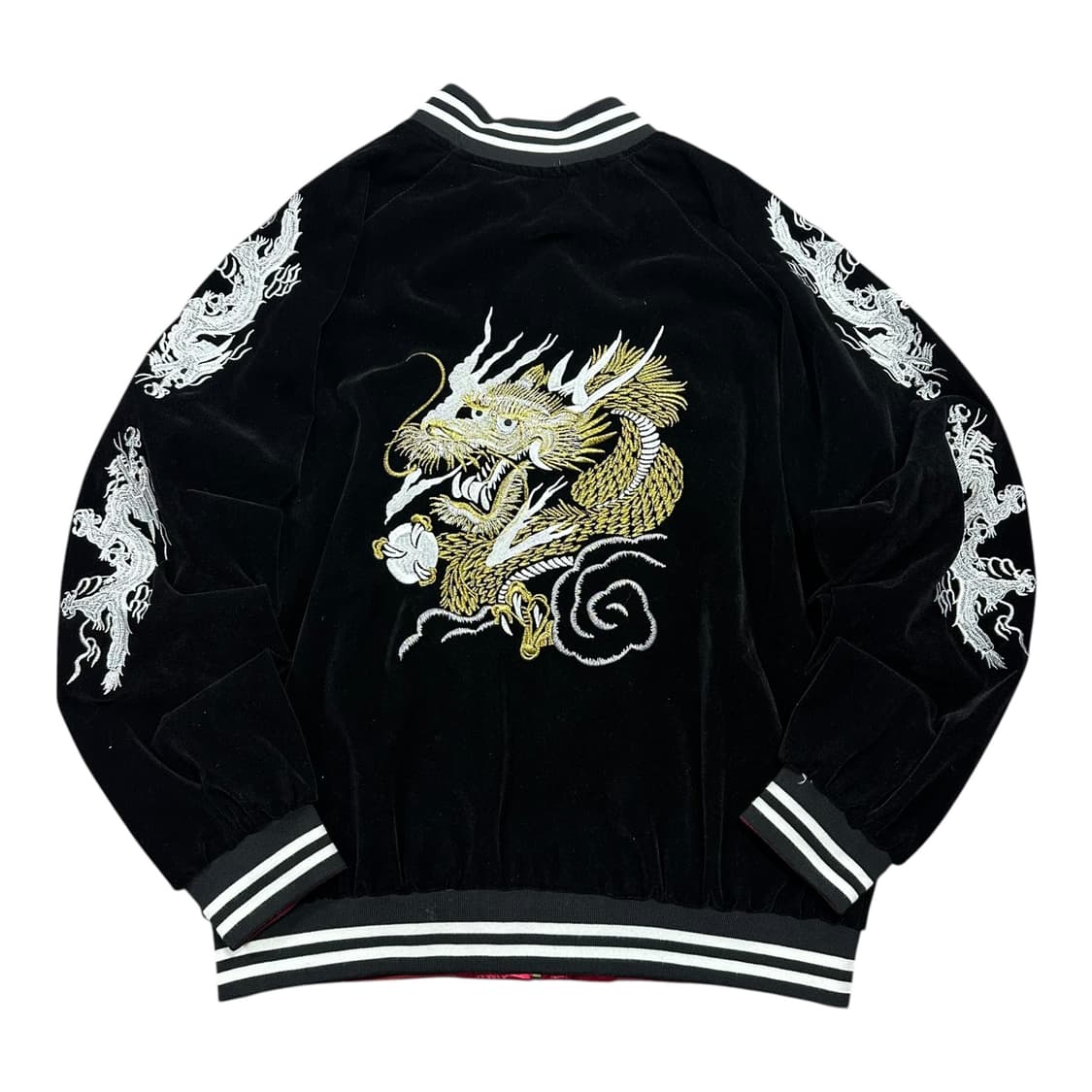 ✨ (바배) 재패니즈 리버시블 용 자수 오리엔탈 벨벳 스카쟌  상품이미지3