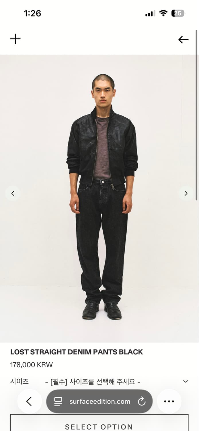 서피스에디션 (M) straight denim pants black 상품이미지5