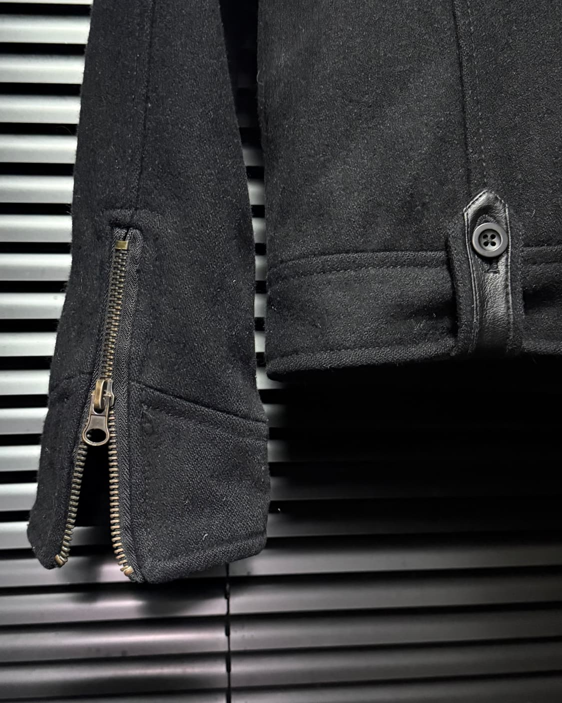 IGNITION 웨스턴 울 숏 집업 코트 집업 블랙 검정 가죽 레더 펑크 상품이미지5