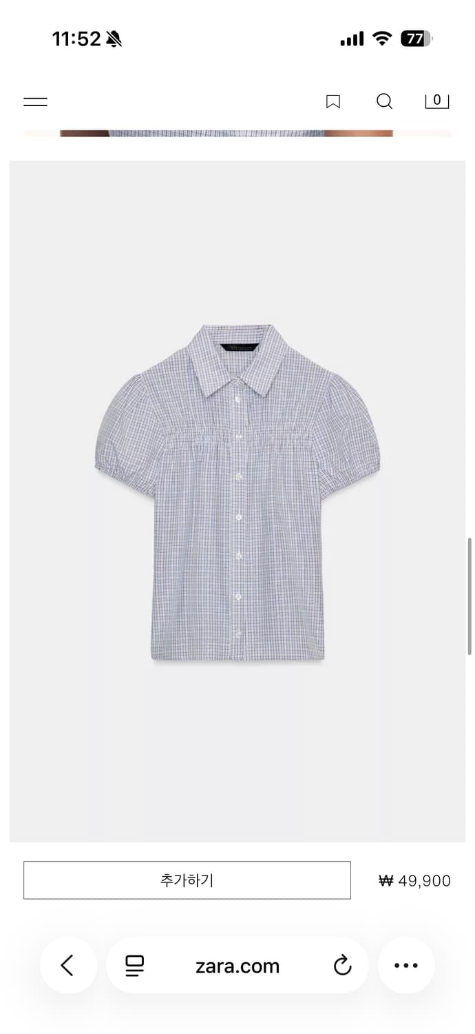ZARA 체크 포플린 셔츠 새상품 상품이미지3