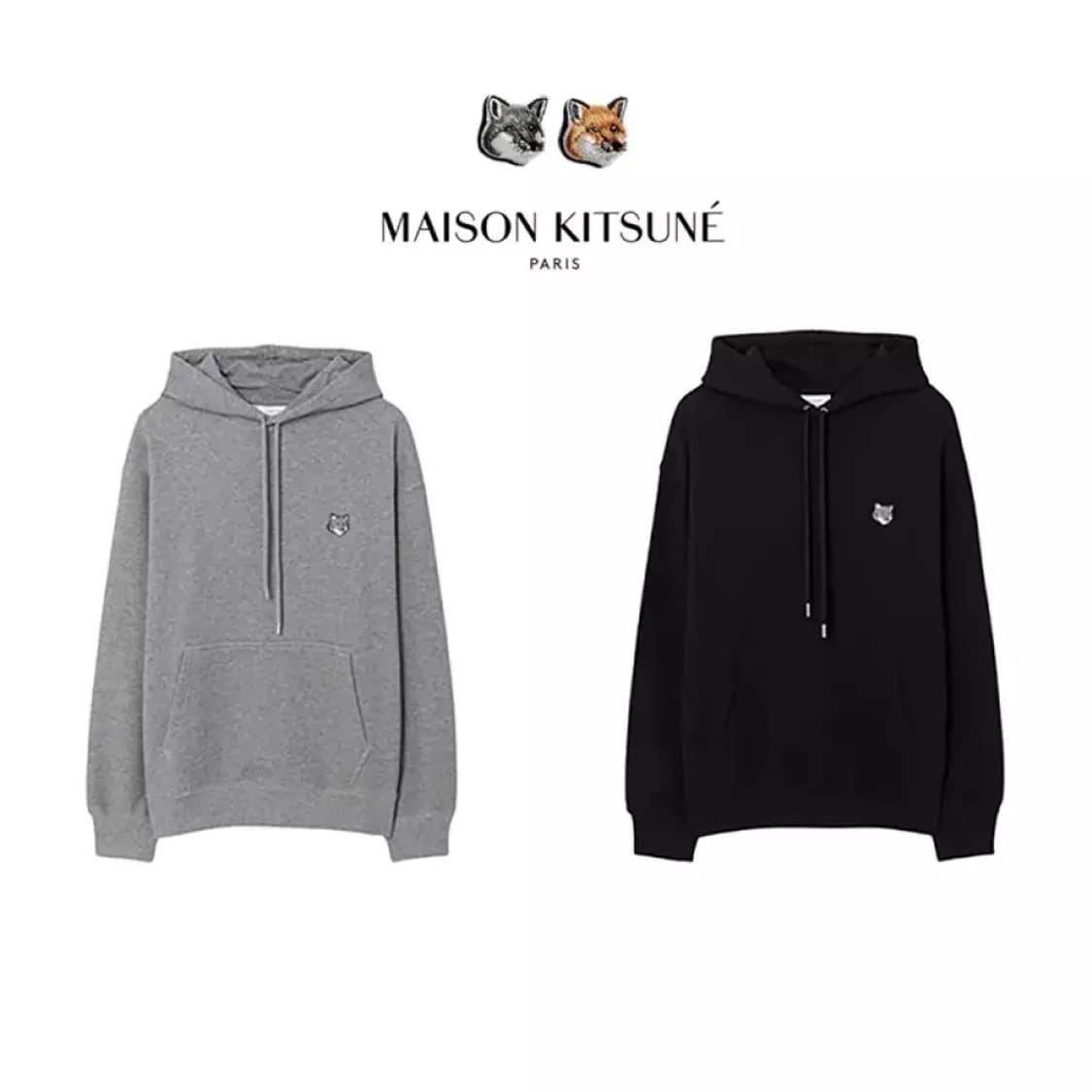 메종키츠네 그레이폭스 후드티 블랙/그레이 새상품 상품이미지1