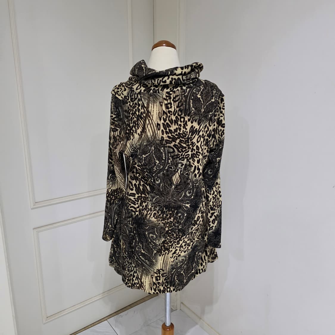 보헤미안 오리엔탈 에스닉 호피레오파드st 터틀넥 벌룬 긴팔롱슬리브원피스 상품이미지3