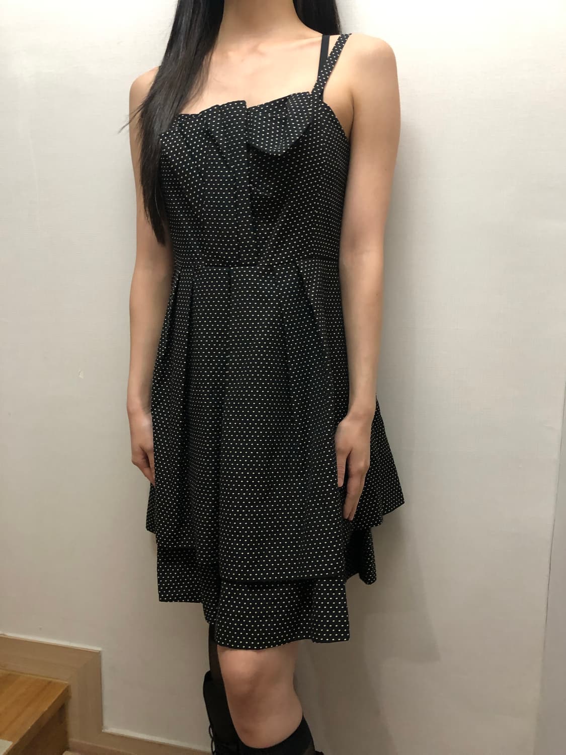 빈티지 블랙 도트 프릴 원피스 상품이미지4