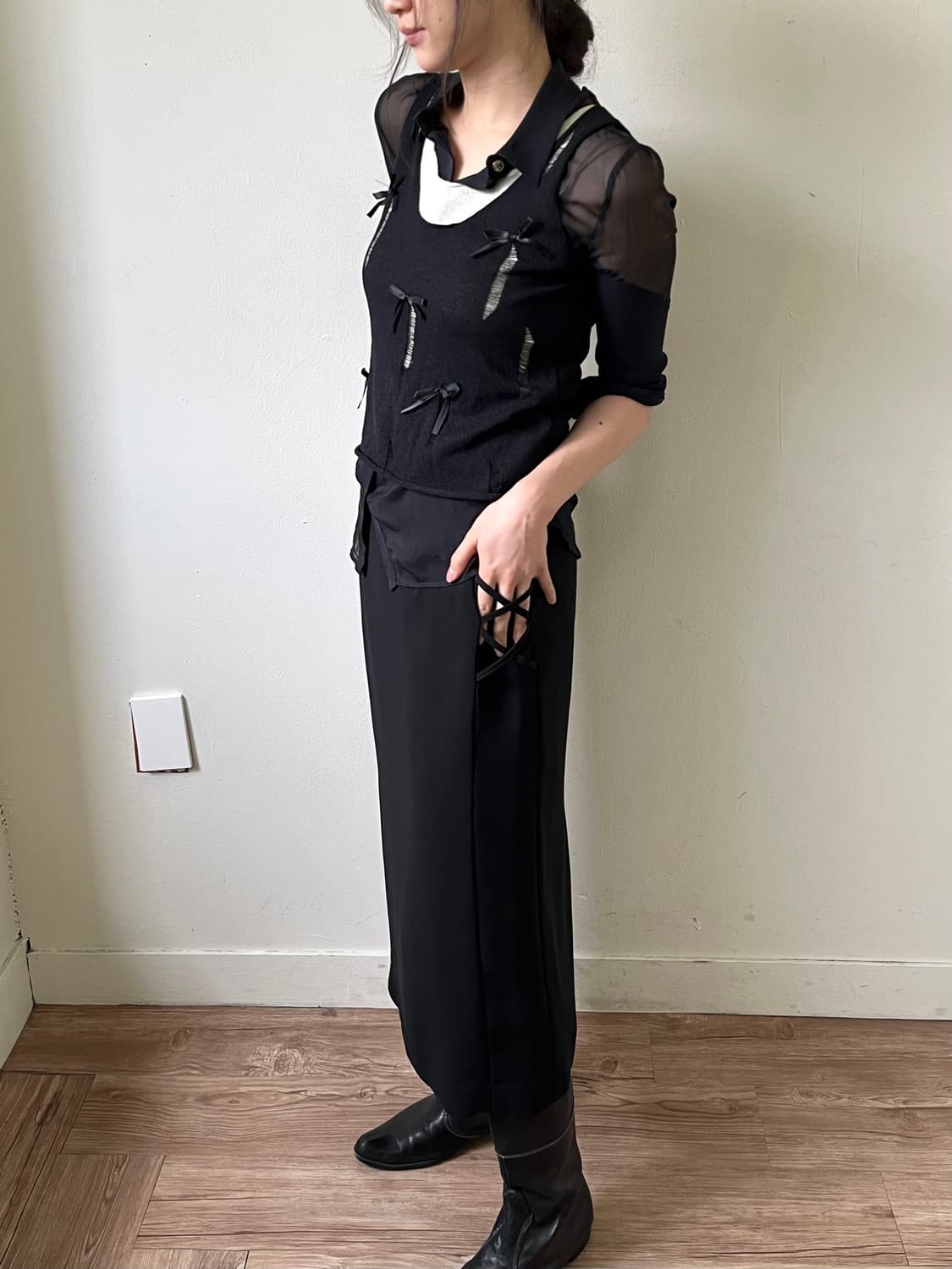 Japan vtg 블랙 코르셋 스커트 상품이미지6