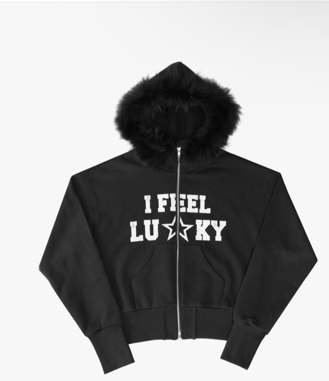 아이필럭키 Lucky Fur Hood Zip-Up - Black 상품이미지1