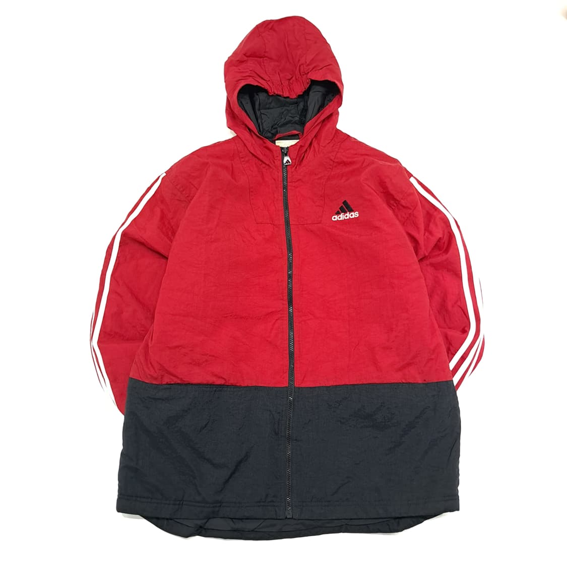CN893 L 아디다스 레드 블랙 컬러블록 후드 자켓 점퍼 상품이미지1
