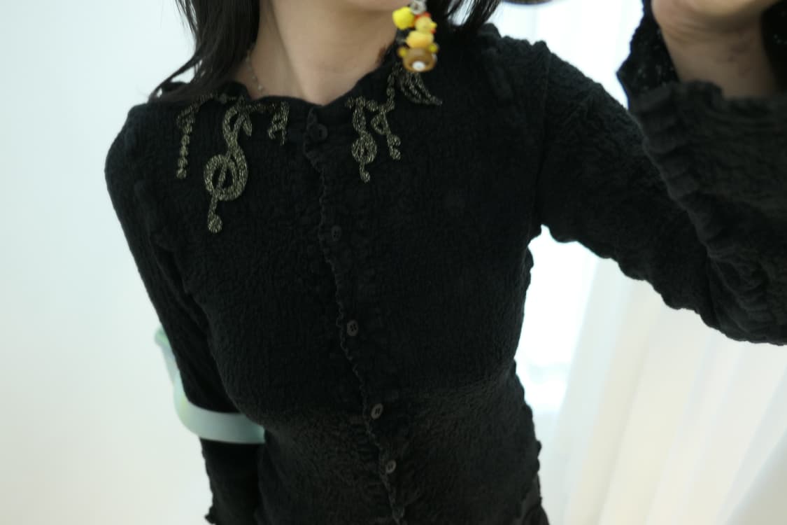 Music note wrinkled cardigan 상품이미지4