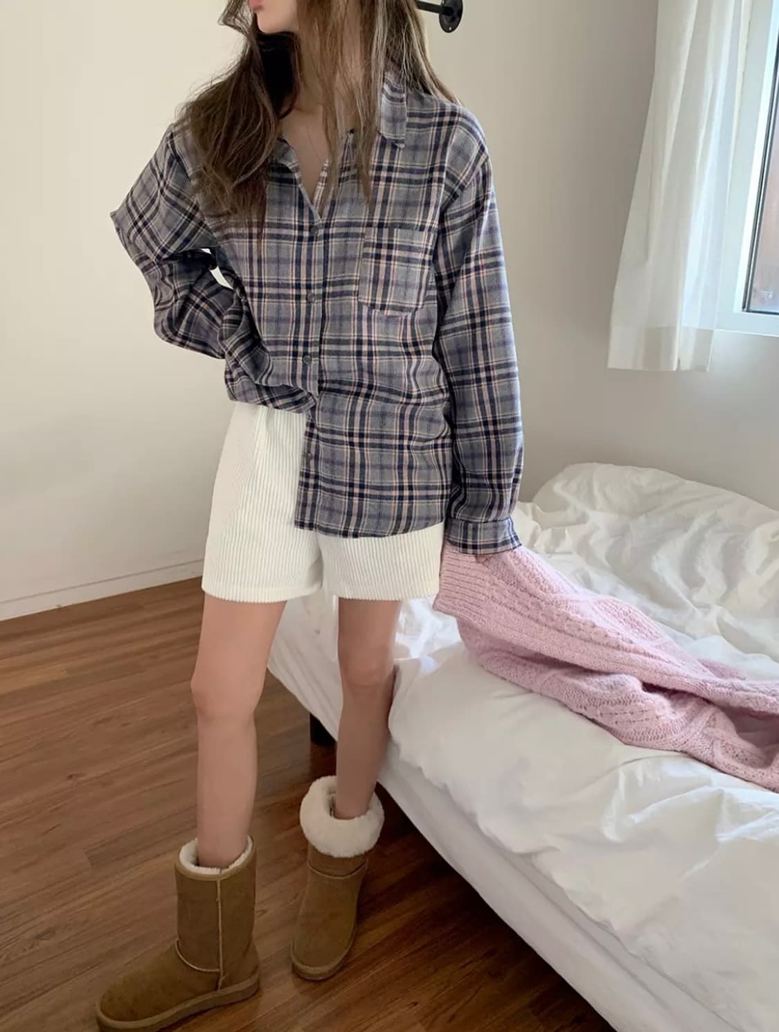 (새상품)모코블링 퓨어즈 체크 남방 상품이미지3