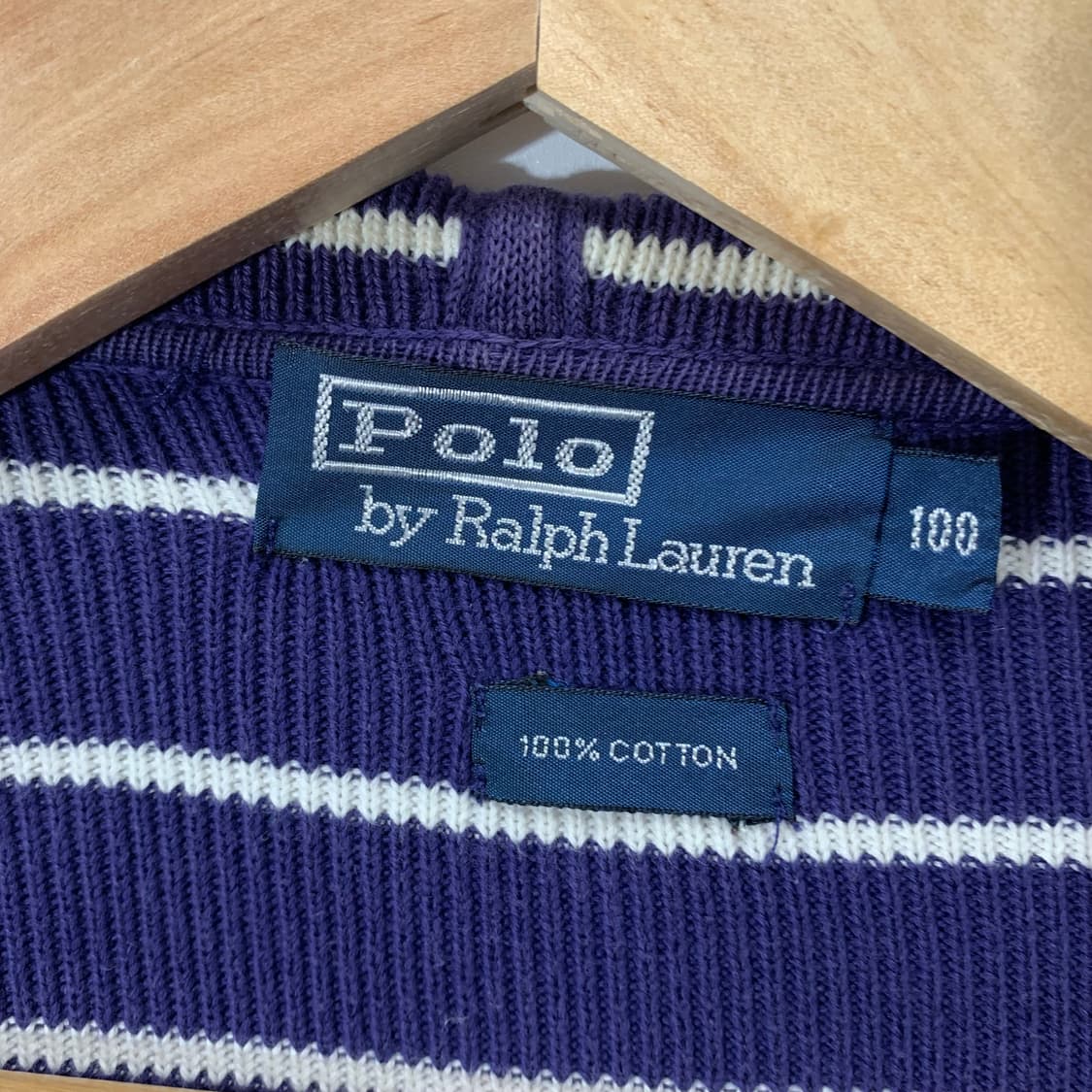 폴로 코튼 스트라이프 후드 니트집업 상품이미지5