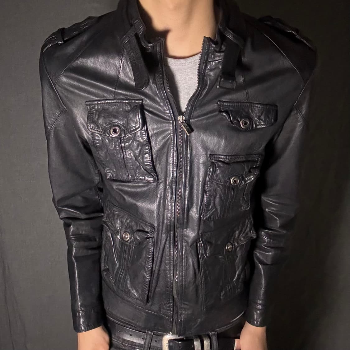 Calfs skin pocket leather jacket 상품이미지7