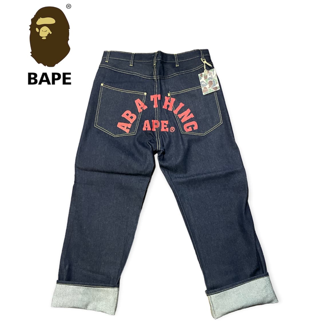 (새상품) Bape 베이프 레터링 와이드 데님 팬츠 상품이미지1