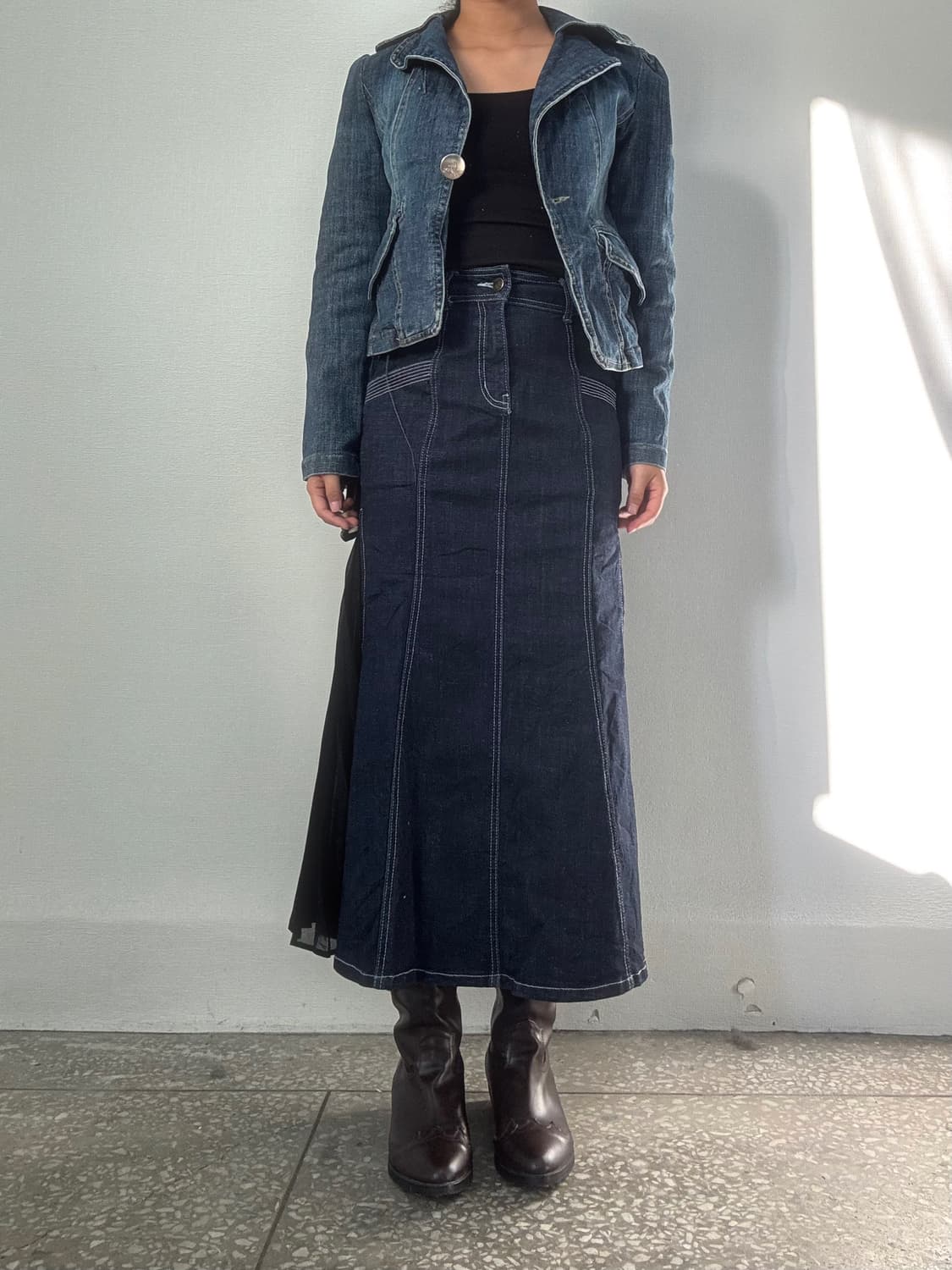 머메이드 데님 롱 스커트 상품이미지2