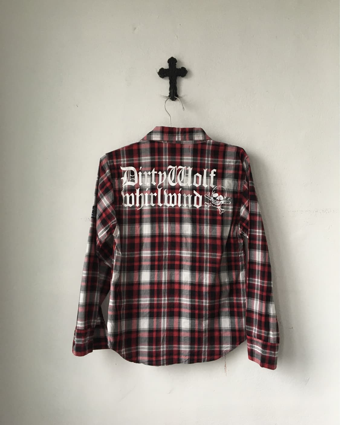 Lettering printing check pattern shirt 상품이미지3