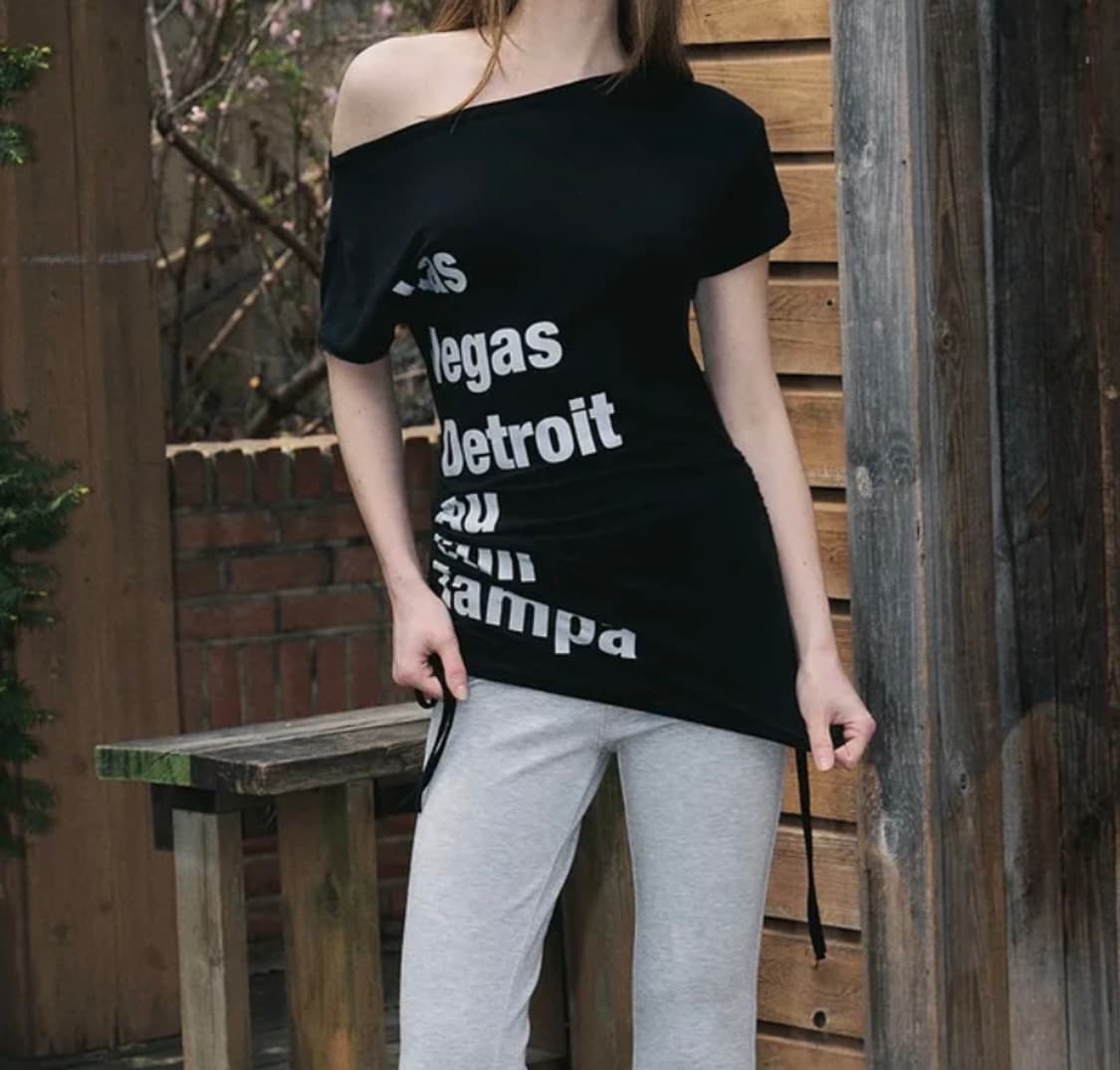 플리즈노팔로우 사라 레터링 셔링 탑 상품이미지1