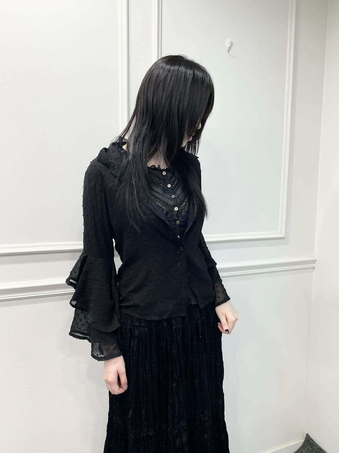 [DESVISIO]2000s Gothic Frill Detail Blac 상품이미지7