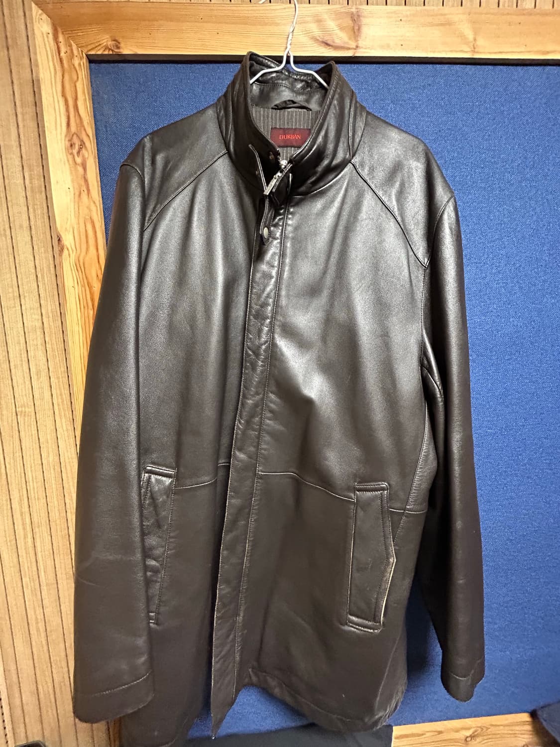 블랙 양가죽 레더 코트 상품이미지1