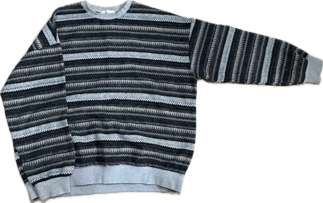 vintage 자카드 패턴 스트라이프 니트 맨투맨 상품이미지2