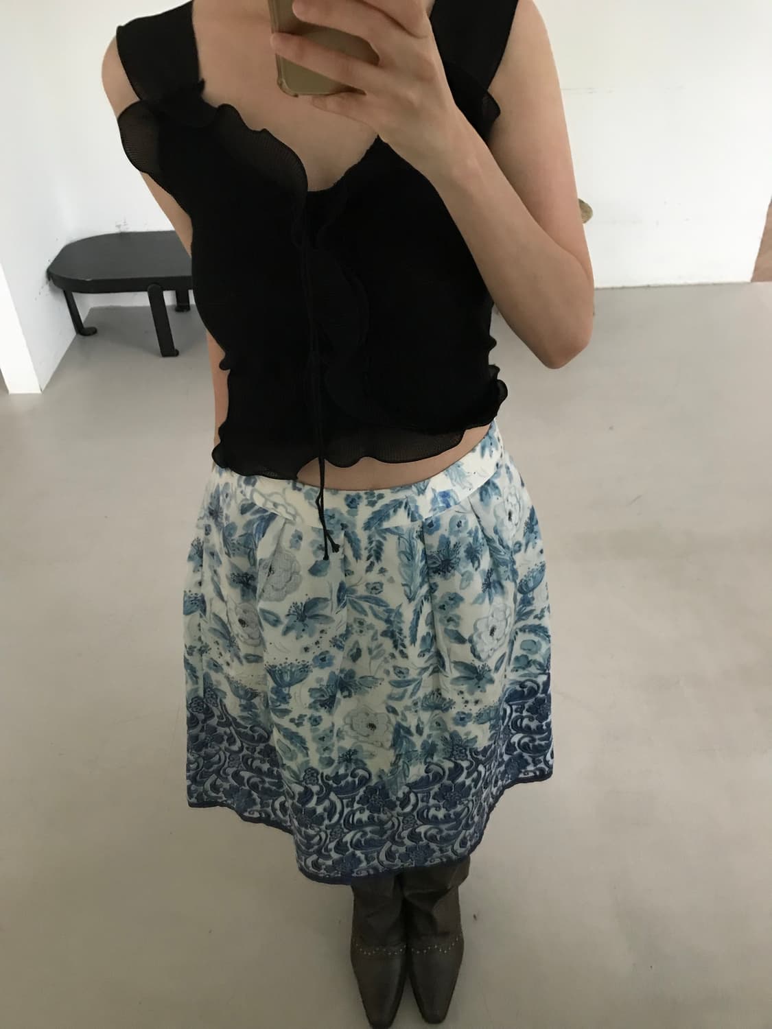  vintage blue pattern skirt 상품이미지4