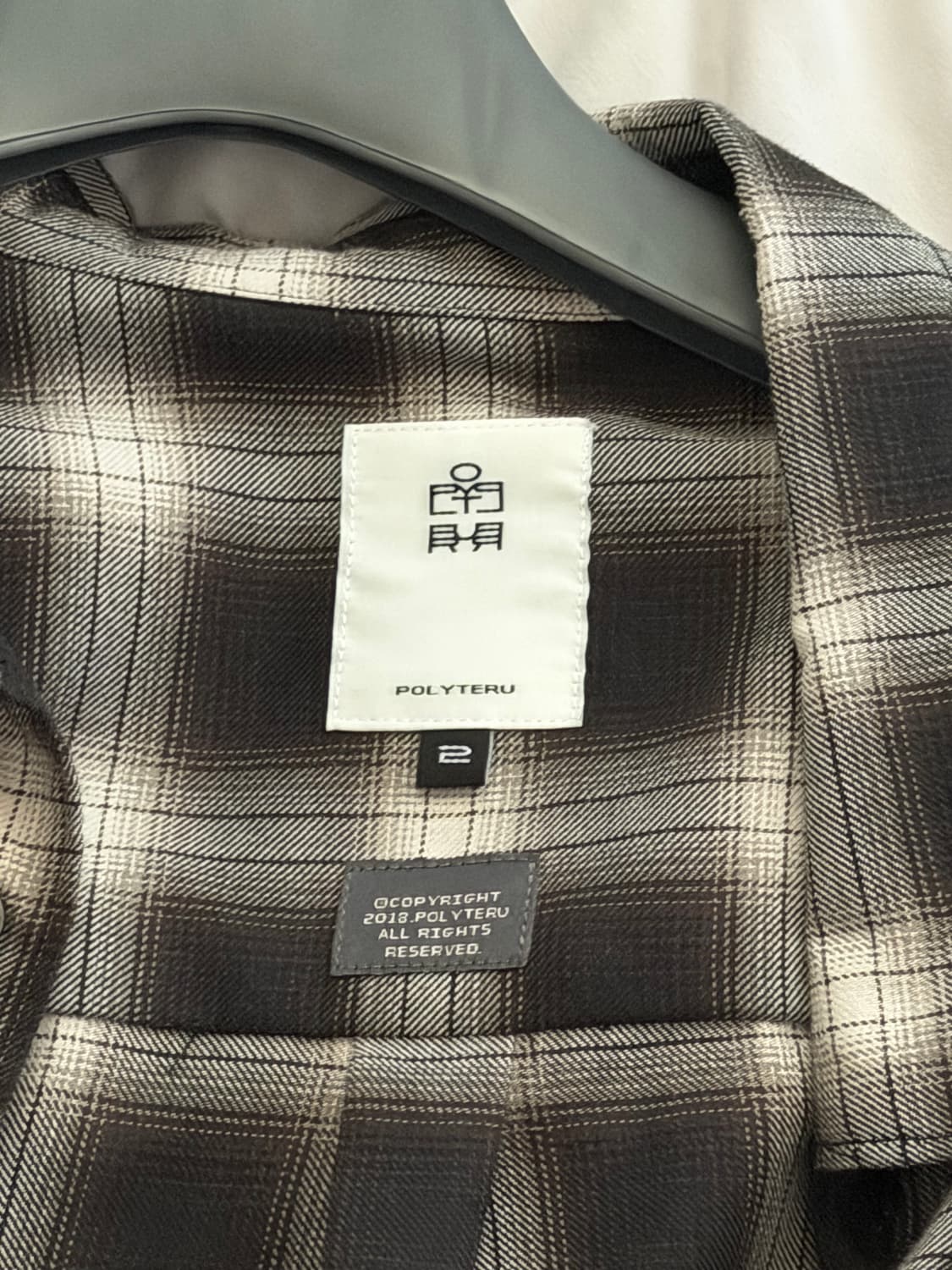 [2] 폴리테루 23fw 루즈드 체크 셔츠 블랙화이트 상품이미지2